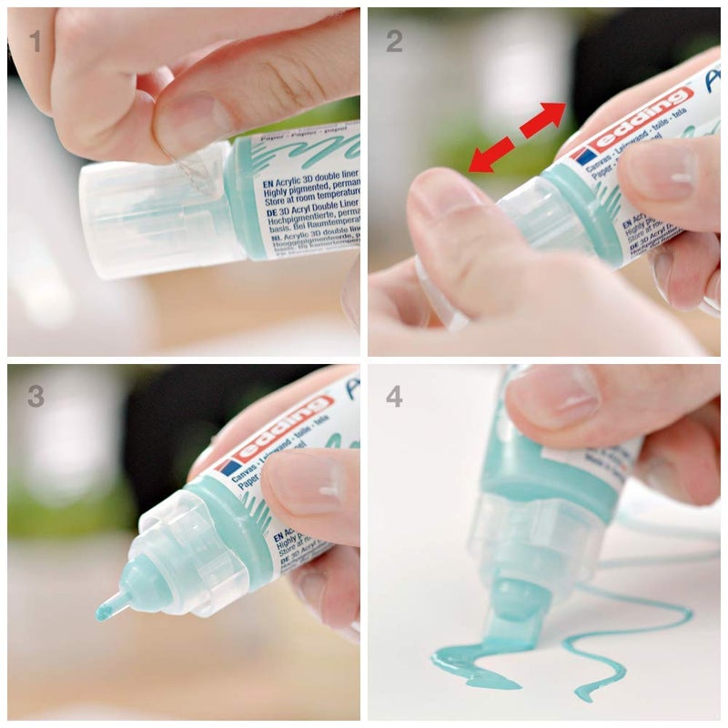 edding 5400 acrylic 3D double liner - grey - 1 acrylic colour tube - 2 nozzles 2-3,5-10mm - acrylic paint for canvas, painting boards and wood - waterproof acrylics in artist-quality colours - Image 3